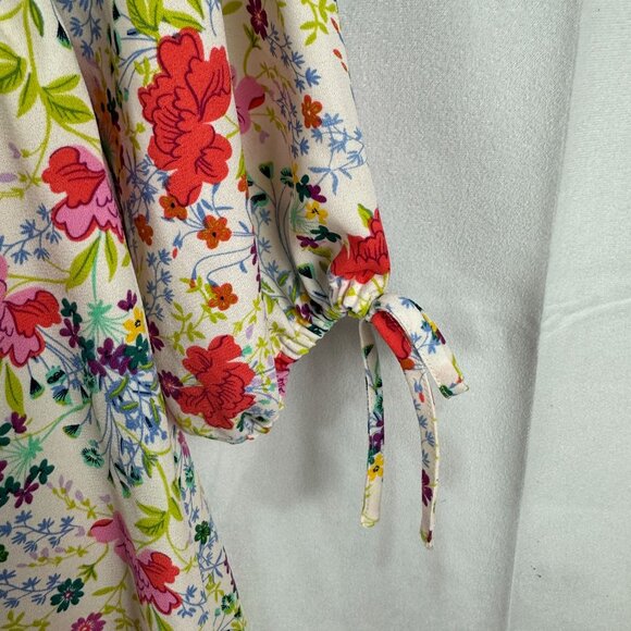 Lauren Conrad Floral Smocked Midi Dress With Tie Sleeve Details & Square Necklin - Picture 3 of 8